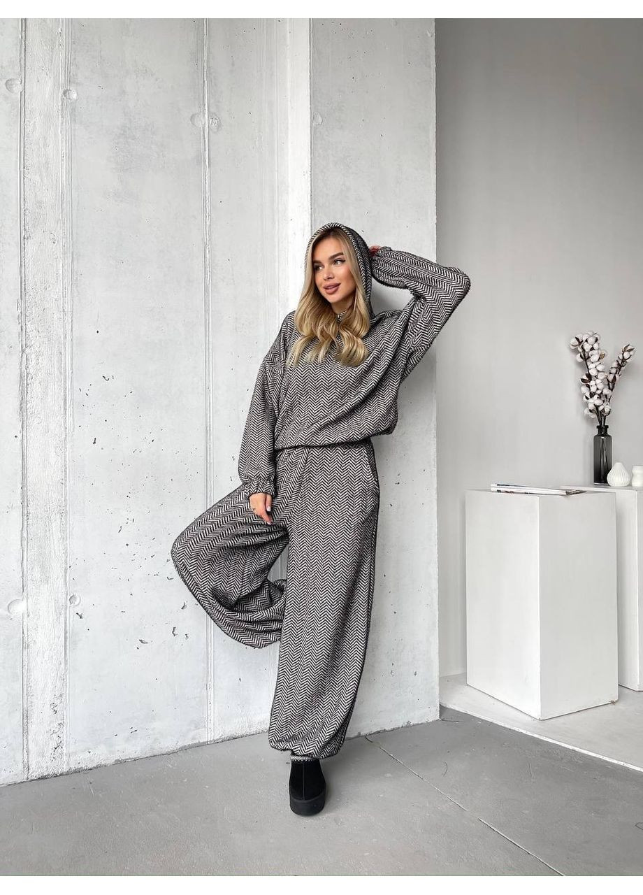 Базовый женский костюм из альпаки черно-белого цвета 35969 No Brand (369573666)