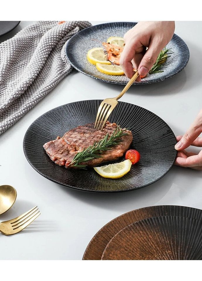 Тарілка обідня 14248 25х3 см чорна No Brand (296636763)