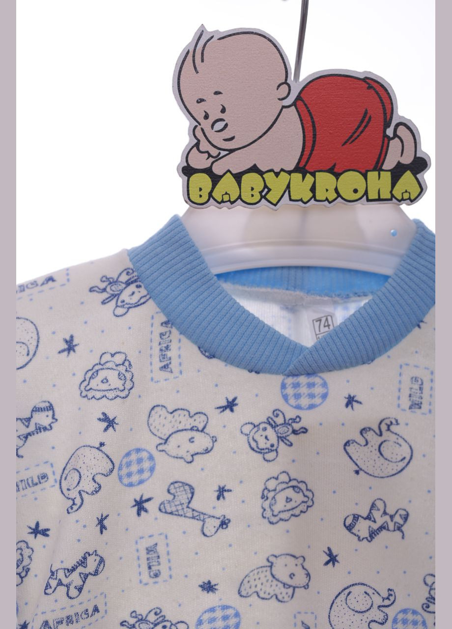 Голубая пижама с длинным рукавом для мальчика трикотажная зоопарк голубой 74 см (37674) BABYKROHA