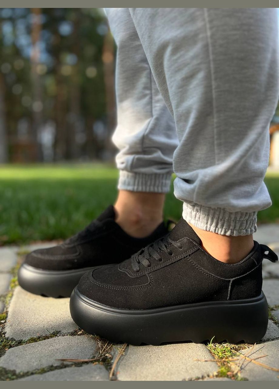 Жіночі кросівки із еко замші чорні (1797) No Brand чорні демісезони (313293373)