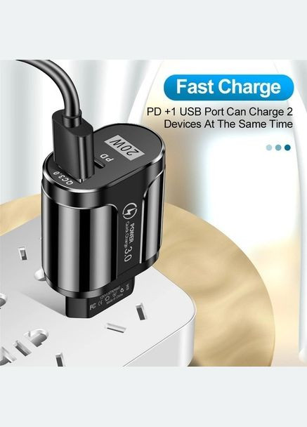 Зарядний пристрій Mirrow USB Type-C Super Charge/Quick Charge 3.0 PD 20W Black (АС050559) No Brand (330778963)