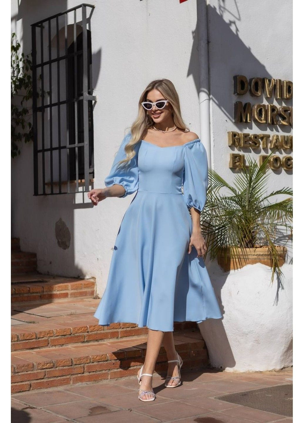 Блакитна жіноча сукня костюмна модель 5428 блакитний Україна