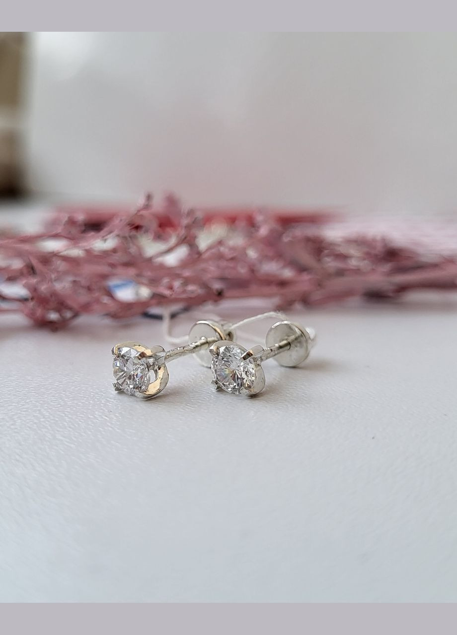 Серебряные серьги гвоздики с Белым камнем 5 мм серебро 925 пробы 2102 No Brand (306741292)