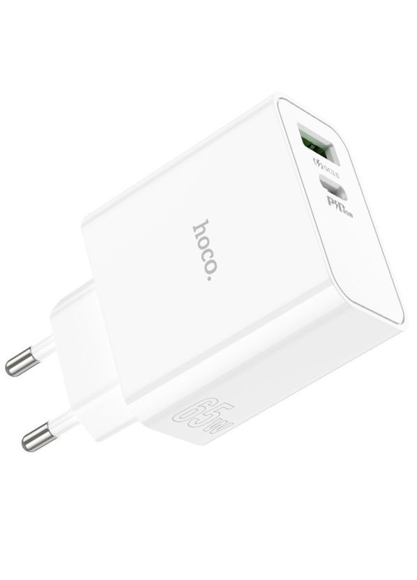 Зарядний пристрій з швидкою зарядкою C113A |USB+Type-C QC3.0/PD65W| Білий Hoco (337350887)
