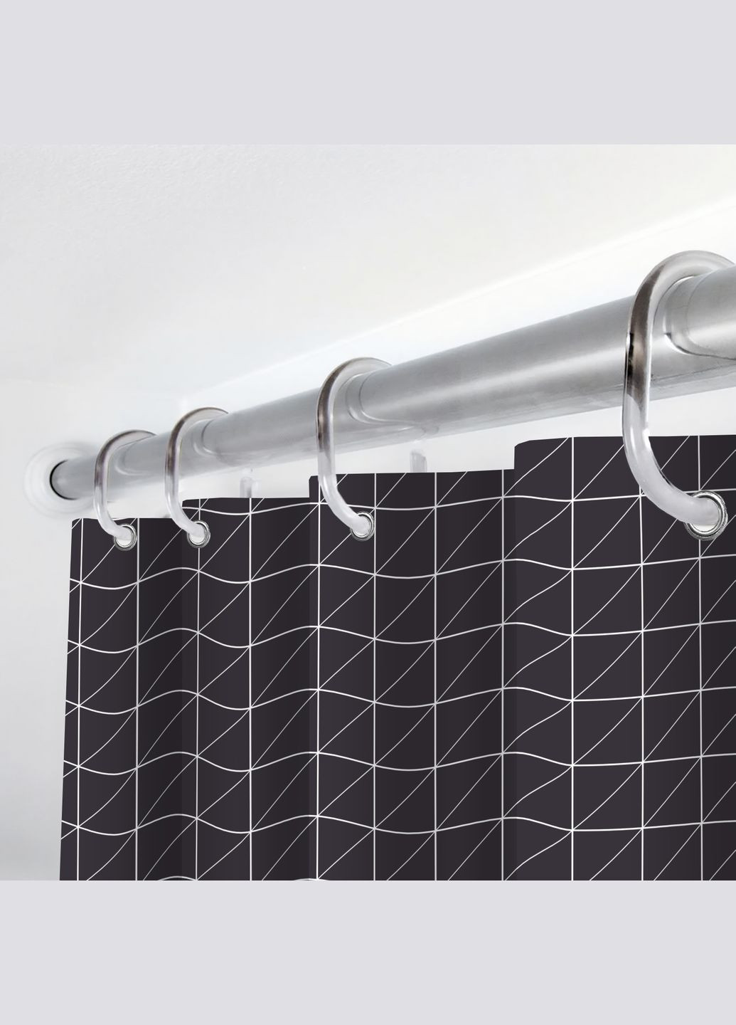 Шторка для ванной комнаты Square 180x180 с 12 кольцами, Черный Woko - (304514208)