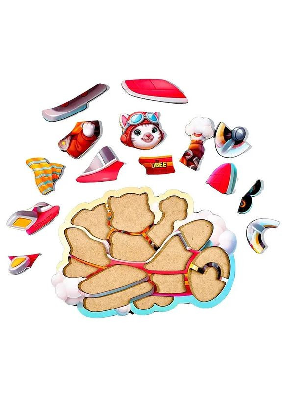 Деревянный контурный пазл "Котик пилот" (ПСД281) PSD281 Ubumblebees (328961314)