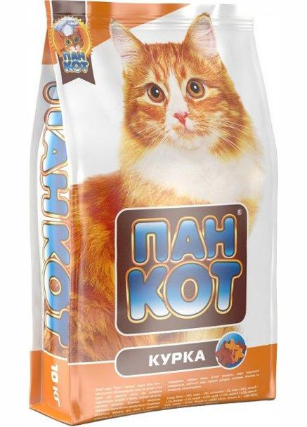 Пан Кіт Курка 10 кг, корм для котів на основі м'яса курки Пан Кот (278308284)