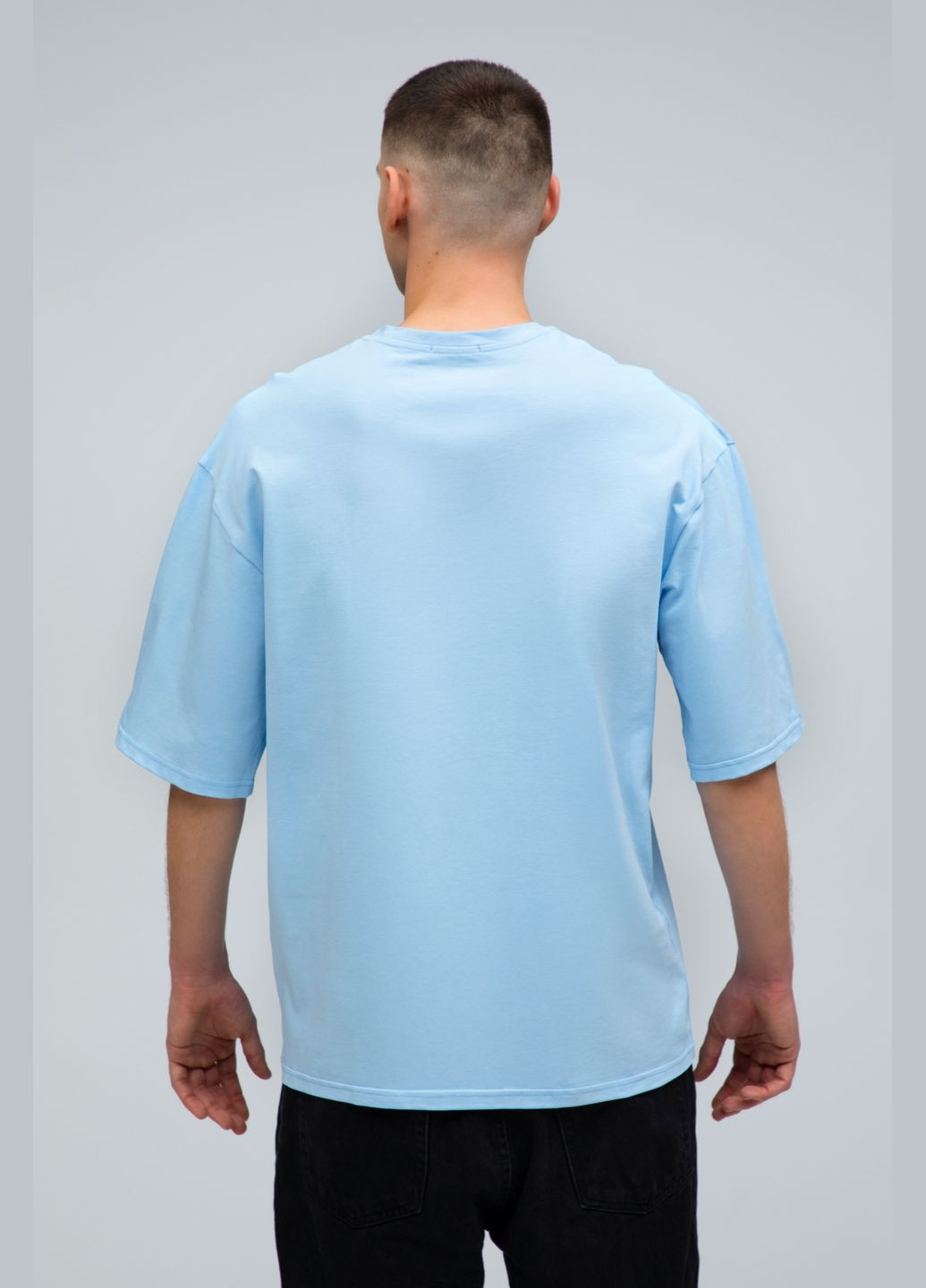 Голубая футболка оверсайз голубая мужская u0104 unisex с коротким рукавом RAY OVERSIZE