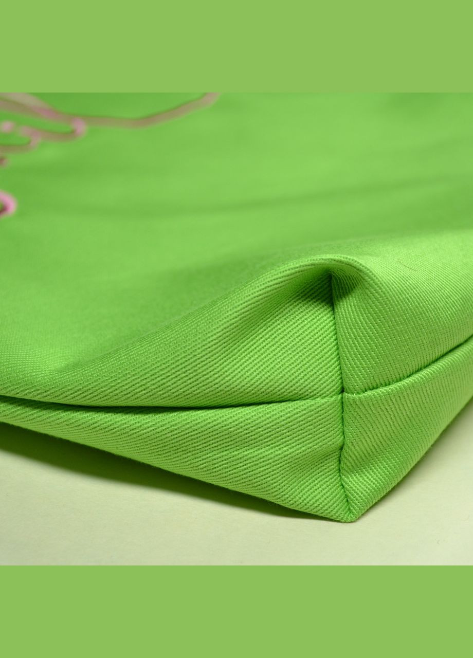 Сумка-шопер салатовая с вышивкой Smile, хлопок-шопер VladAltex (335384858)