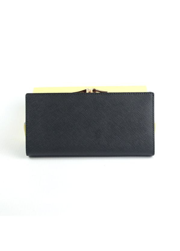 Чорний жіночий класичний шкіряний гаманець портмоне на кнопці No Brand (305822009)