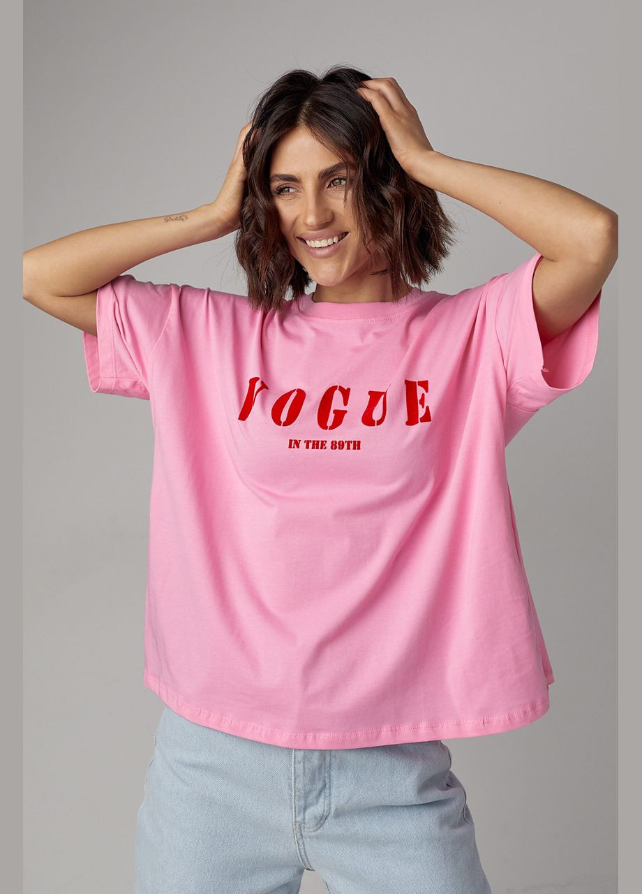 Жіноча футболка oversize з написом Vogue Lurex - (292785779)