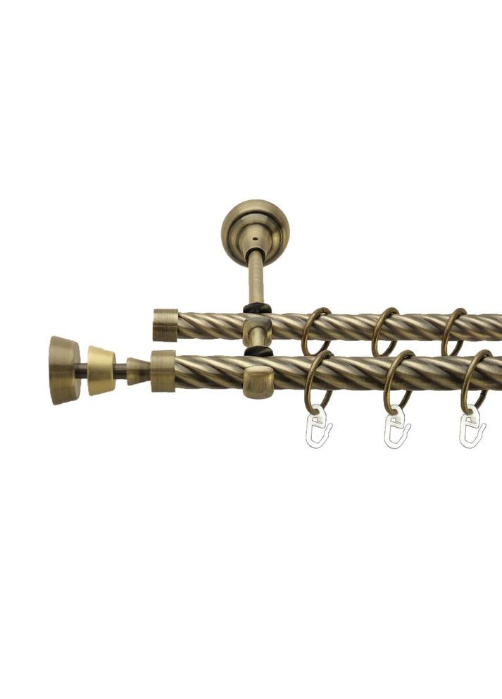 Карниз Пирамиса металлический двухрядный открытый скрученная труба Антик 19\16 мм 160 см (00-00017473) ORVIT (300284726)