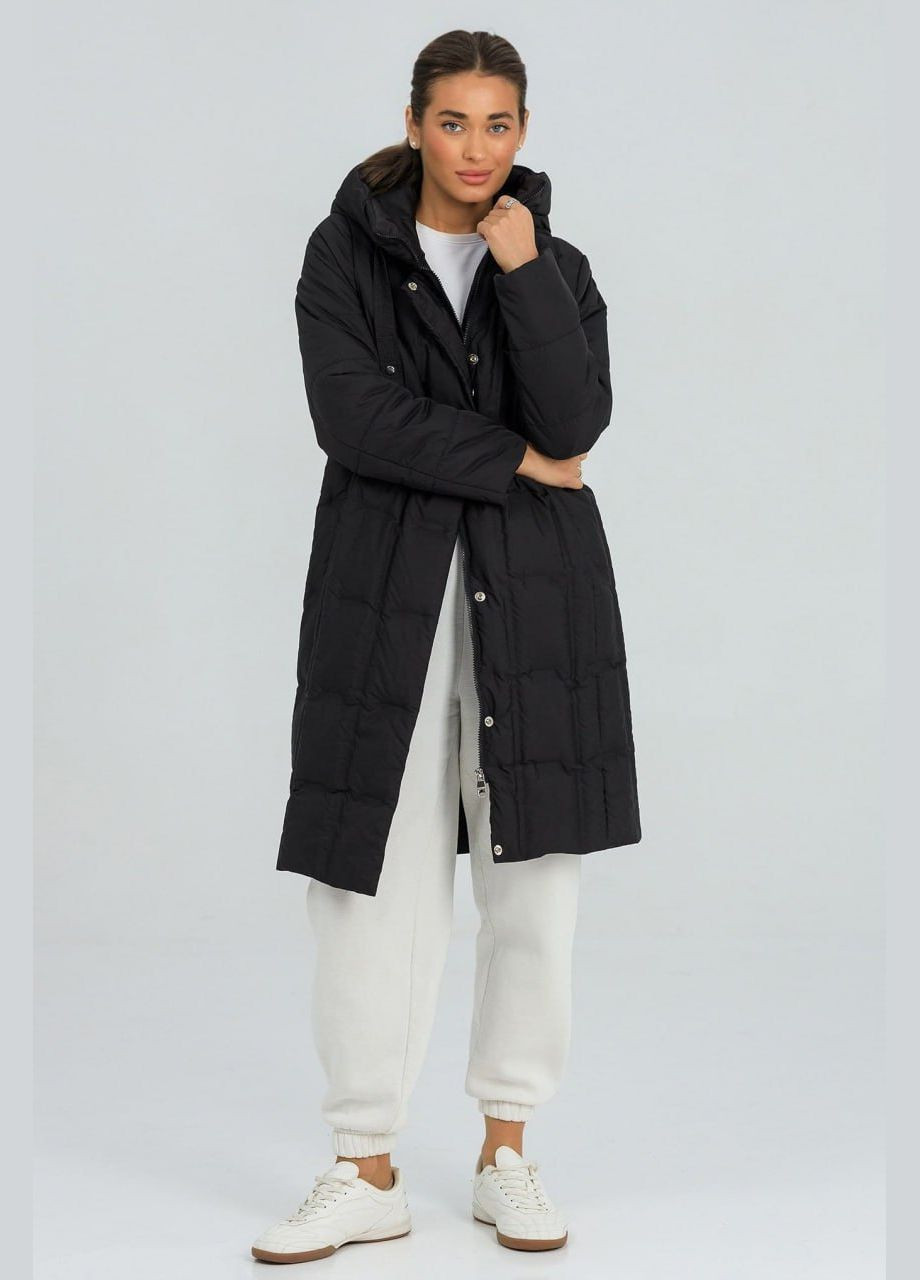 Черная демисезонная пальто стеганое Lora