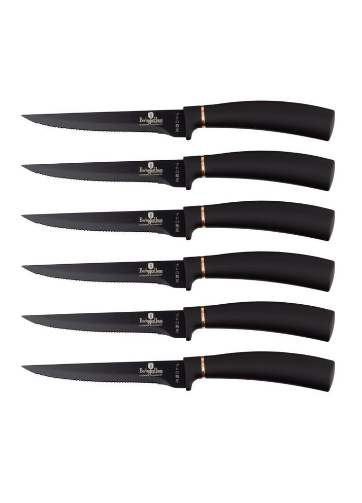 Набор ножей для стейка 6 Black Rose Collection BH-2813 Berlinger Haus комбинированные,