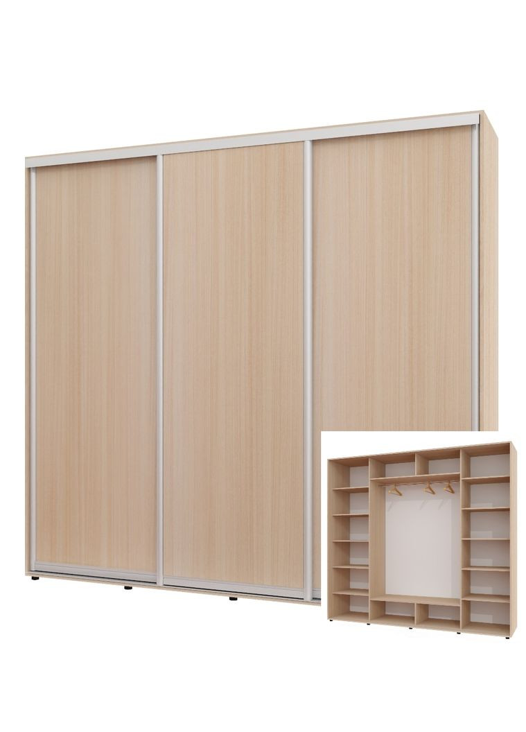 Шкаф-купе трехдверный 270*60*220 см Дуб молочный 3 двери ДСП ШК-05 Алекса (360476726)