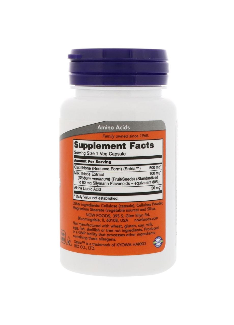 Глутатион, Glutathione, 500 мг, 30 капсул Now Foods (364311958)