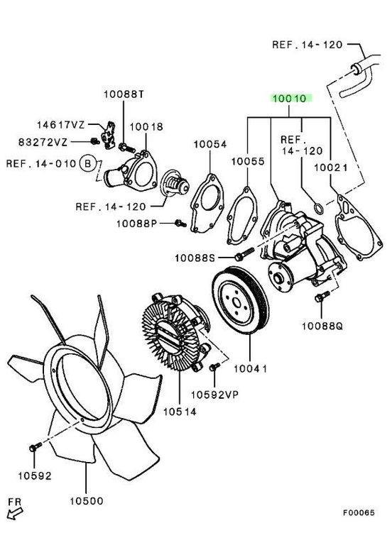 Насос водяной двигателя GWM57A Митсубиси L200, Паджеро Спорт 2005-2015 OEM 1300A045 GMB (345740412)