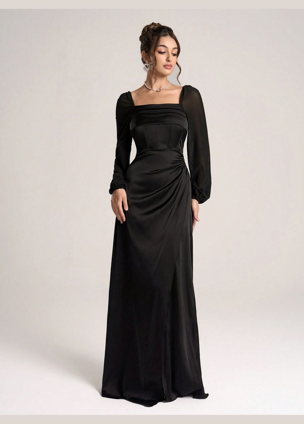 Чорна вечірня сукня SHEIN однотонна