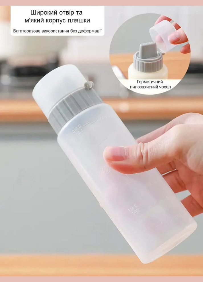 Бутылка Прозрачная Пластиковая для соуса, кетчупа и других жидких продуктов объем 175 мл (5024522) Clefers (316509647)