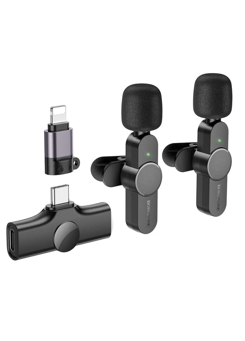 Мікрофон-петличка BFK12 Trophy lavalier wireless digital microphone(iP/Type-C) Black (6941991106408) Borofone (300678654)