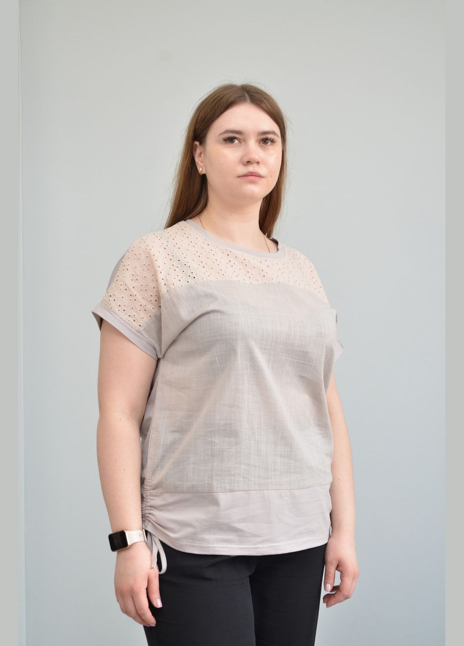 Бежевая всесезон женская повседневная футболка, бежева (, 2xl, 3xl) No Brand