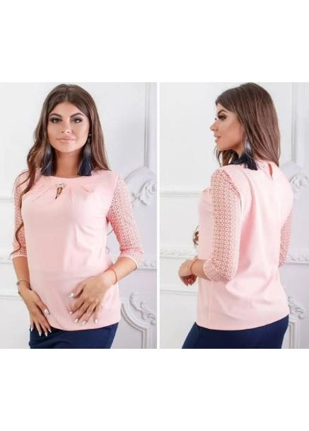 Комбинированная блуза 122 персик KHAN