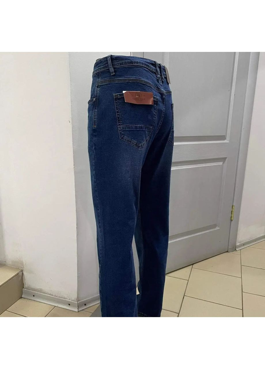 Синие демисезонные джинсы мужские прямые большой размер стрейч классика синие No Brand