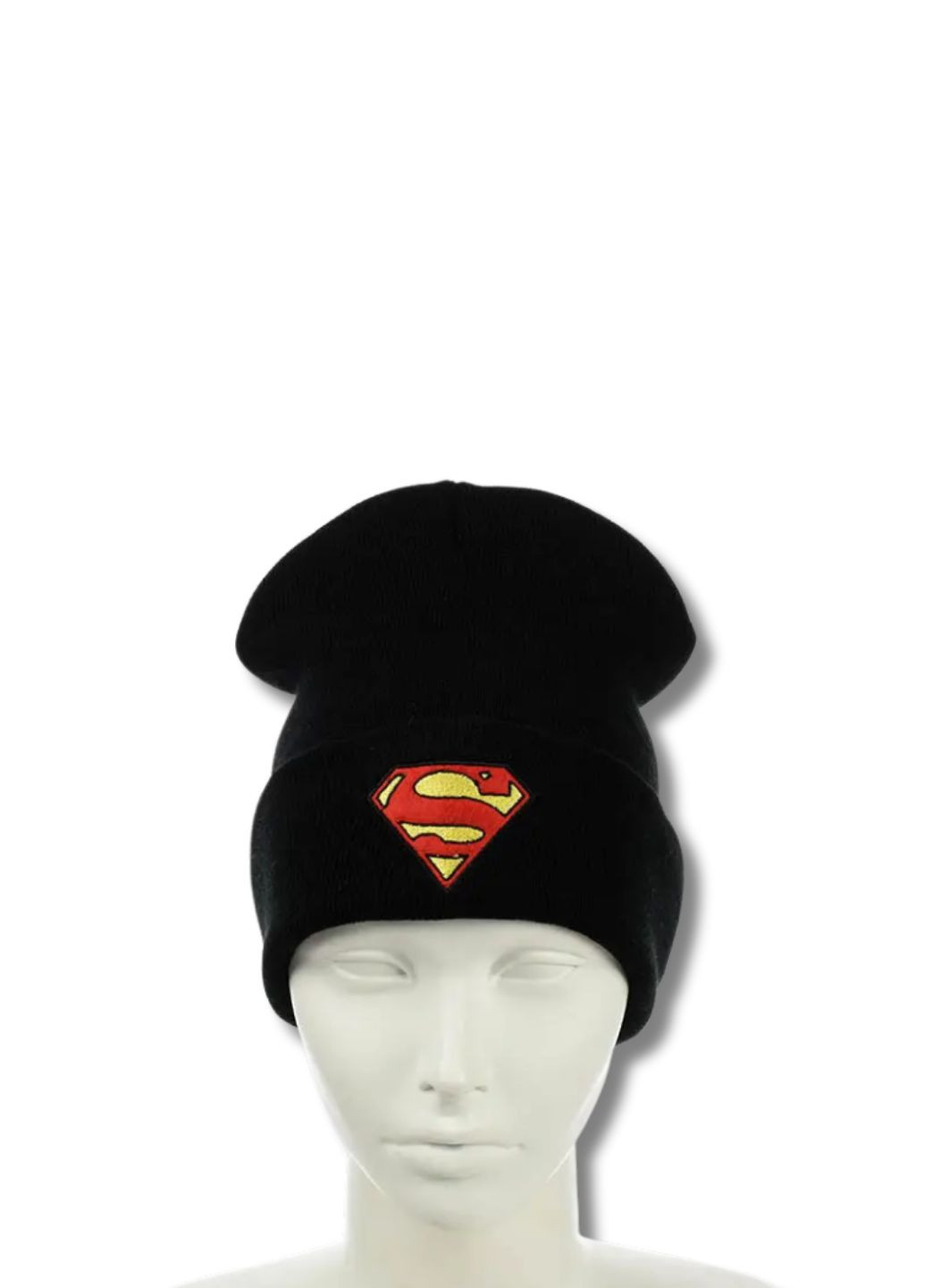 Шапка біні лонг з вишивкою Супермен / Superman No Brand Шапка з вишивкою (346390213)