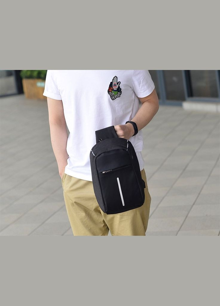 Чоловічий рюкзак через плече з зарядкою USB Kompact Чорний XJXN (330642196)