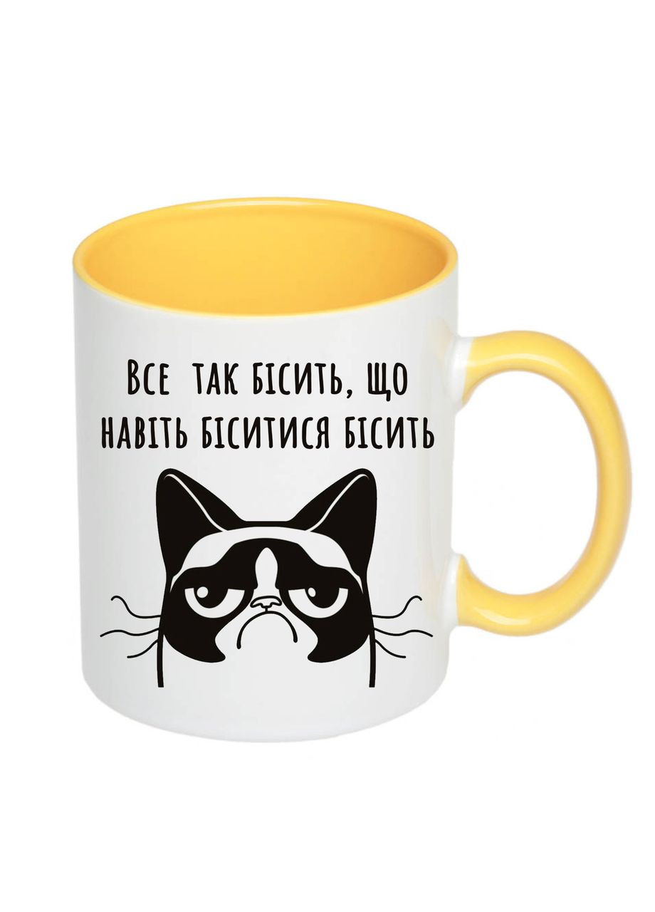Чашка з принтом "Все так бісить" 330мл (колір жовтий) (18839) No Brand (312487019)