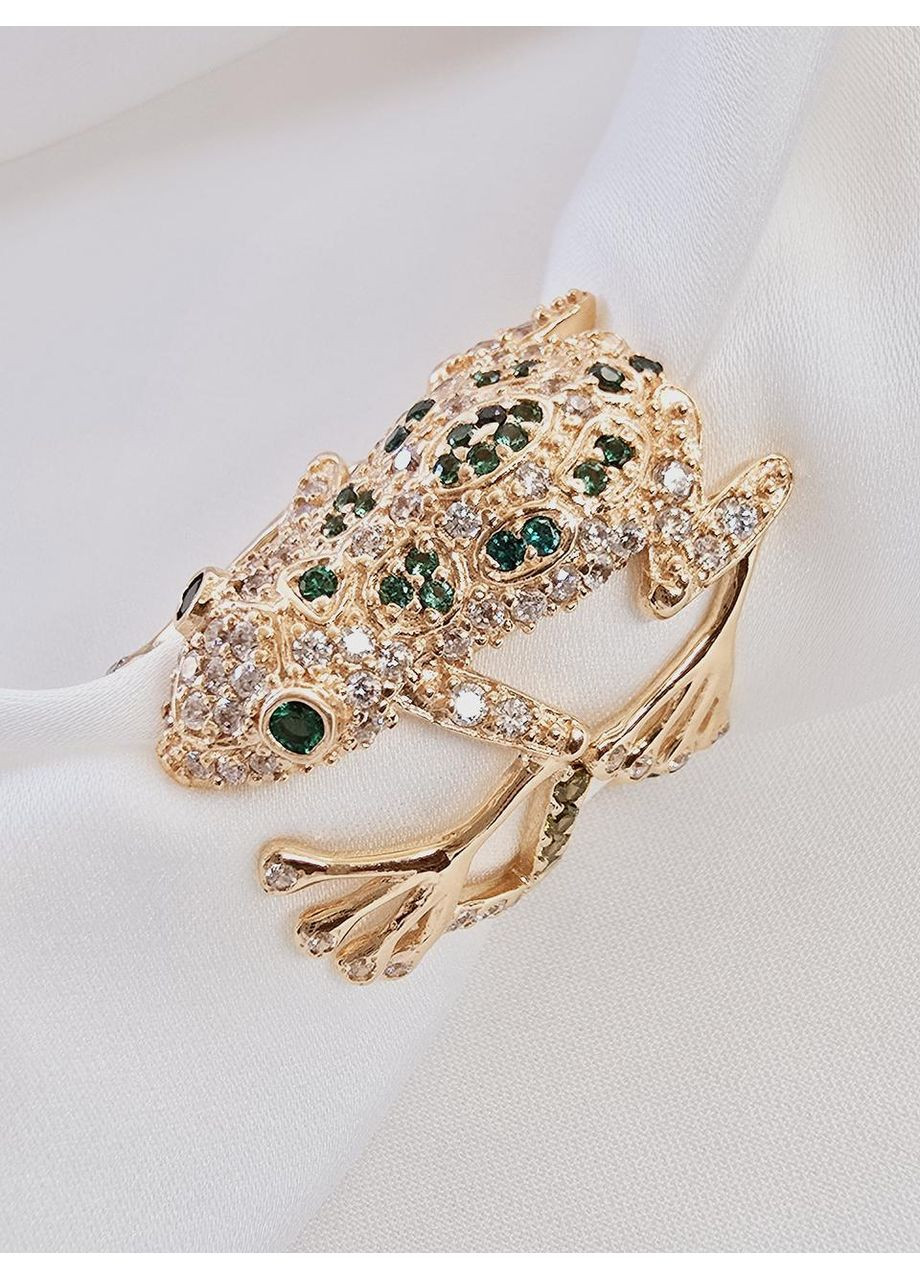 Золота каблучка «Жабка» з фіанітами (17р) кв2306-1к No Brand (367267950)