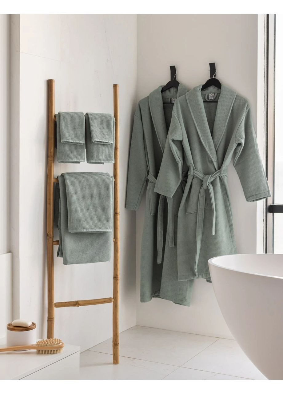 Набір вафельних рушників 30х50см, 50х90см, 70х140см HYGG однотонний оливковий