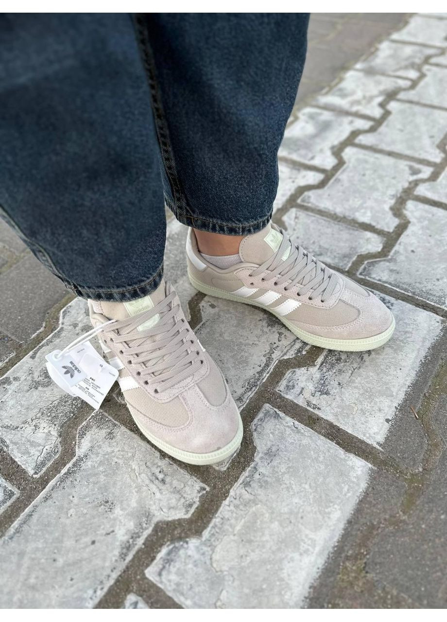 КРОСІВКИ ЖІНОЧІ ADIDAS SAMBA OG WONDER WHITE LINEN GREEN АДІДАС САМБА No Brand сірі демісезони (367172382)