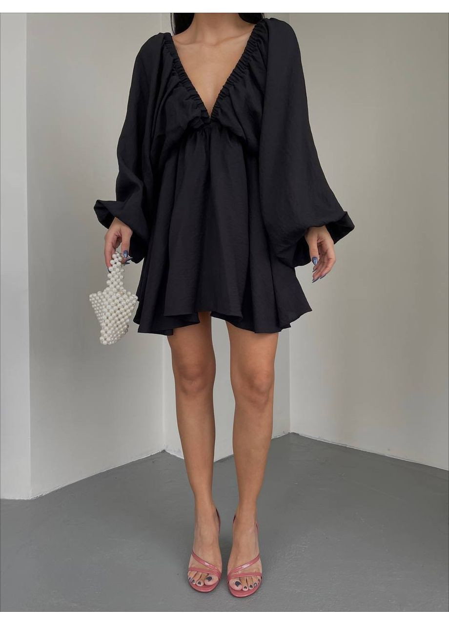 Чорна жіноча сукня oversize з креп-жатки оверсайз No Brand