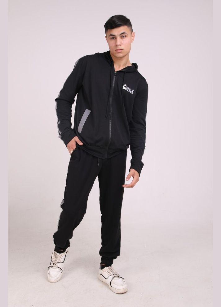 Мужская олимпийка на змейке черная Quest Wear с рефлективными лампасами No Brand (322565267)