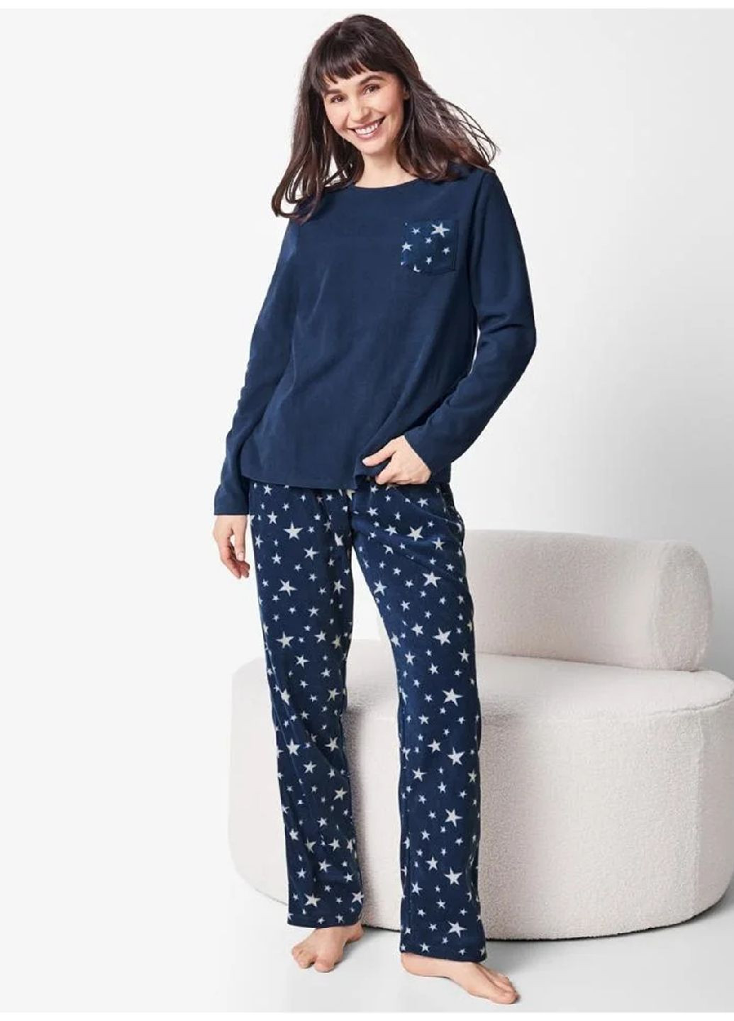 Темно-синяя зимняя флисовая пижама (свитшот, брюки) свитшот + брюки Esmara