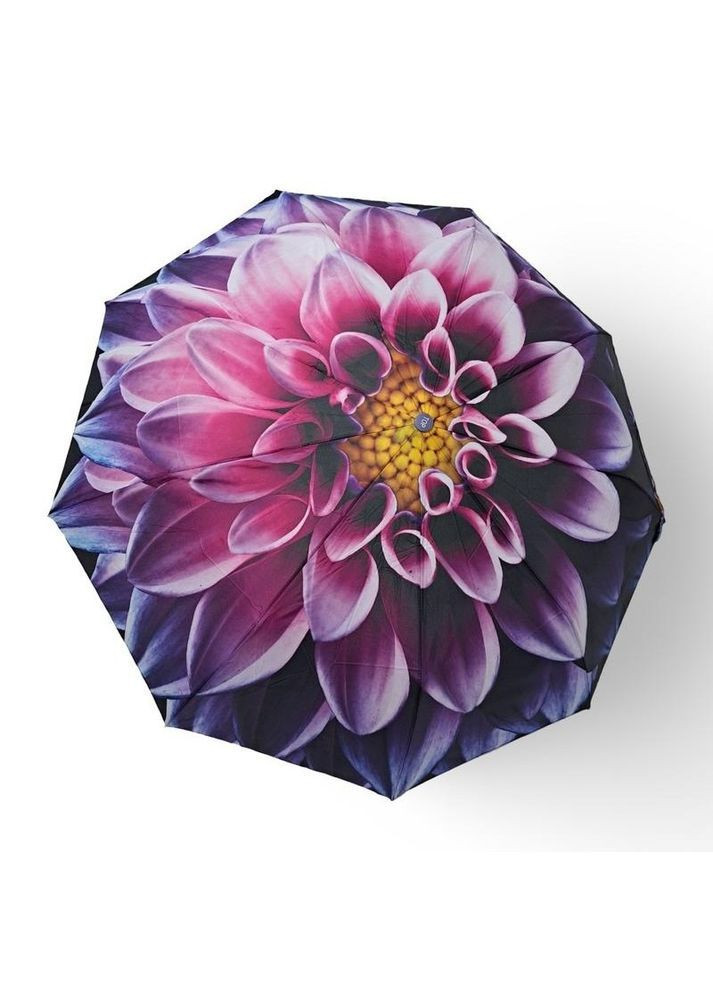 Сиреневый зонт женский автомат toprain №704(5) большой цветок 9 спиц 3 сложения средний система антиветер (366017891)