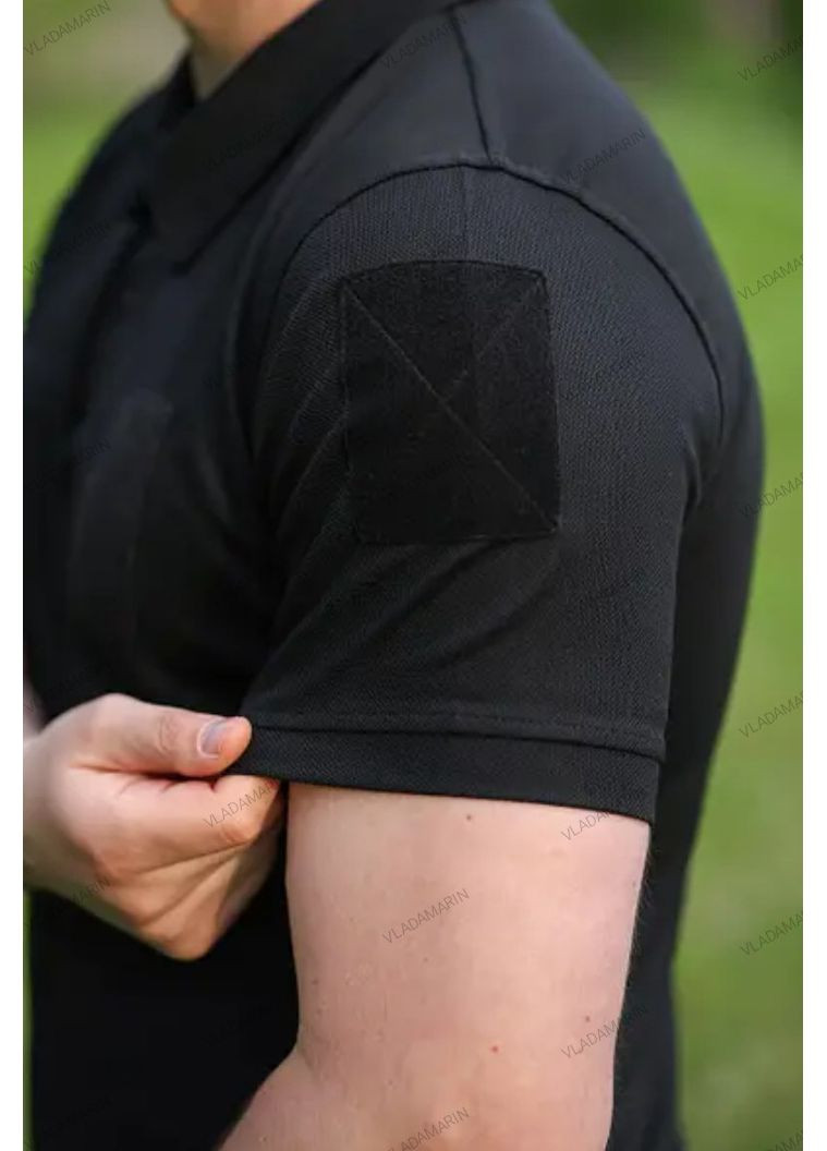 Чорна потовідвідна тактична футболка поло Coolpass для військових та поліції Undolini (366547149)