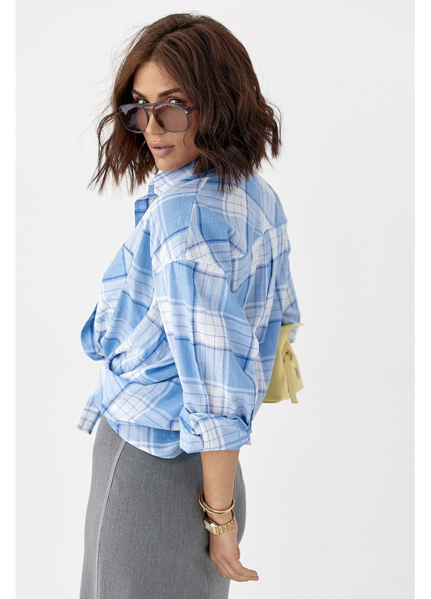 Голубой кэжуал рубашка в клетку Lurex