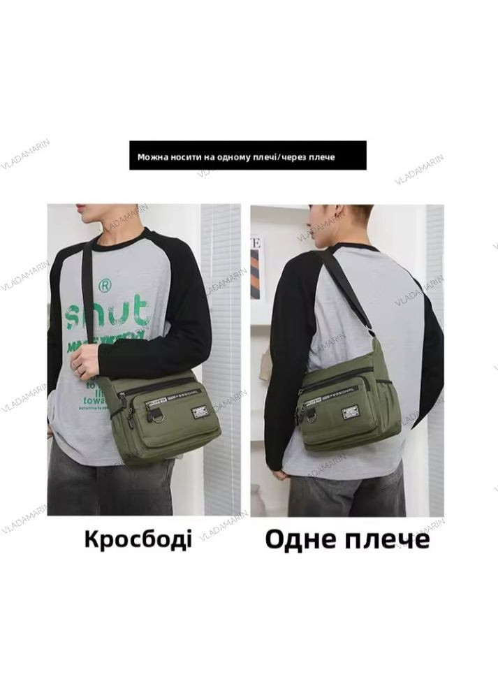 Зеленая молодежная водонепроницаемая сумка через плечо, сумка слинг для работы и обучения унисекс No Brand (370639458)