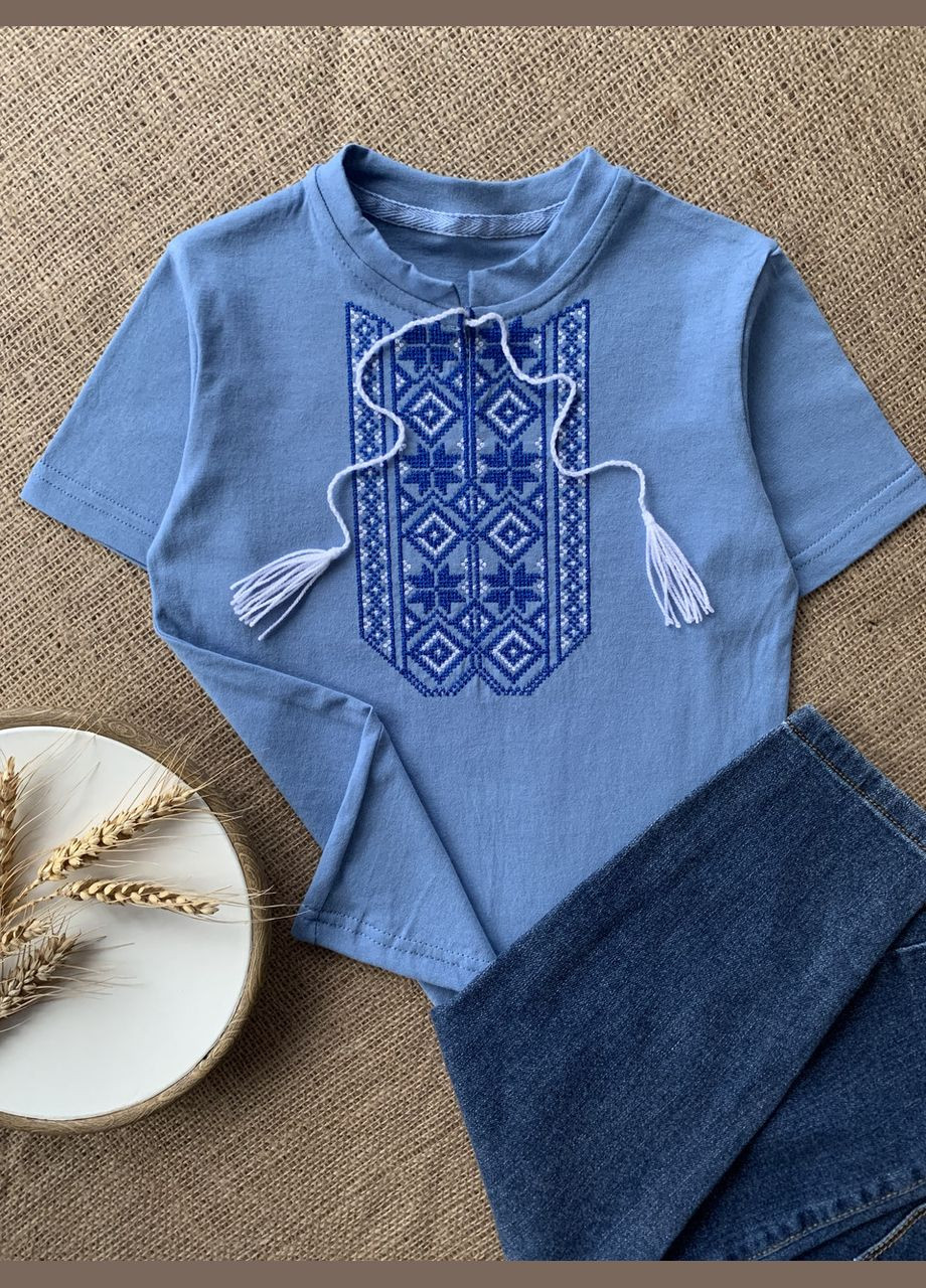 Футболка вишиванка блакитна дитяча для хлопчика No Brand (341327593)