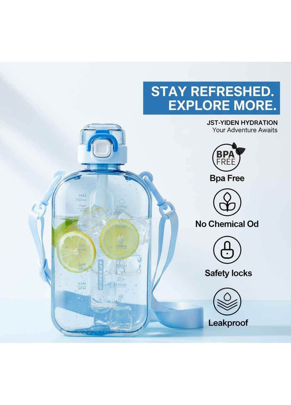 Пляшка SPORT для води із BPA-free пластику 750 мл. Блакитна No Brand (296101767)