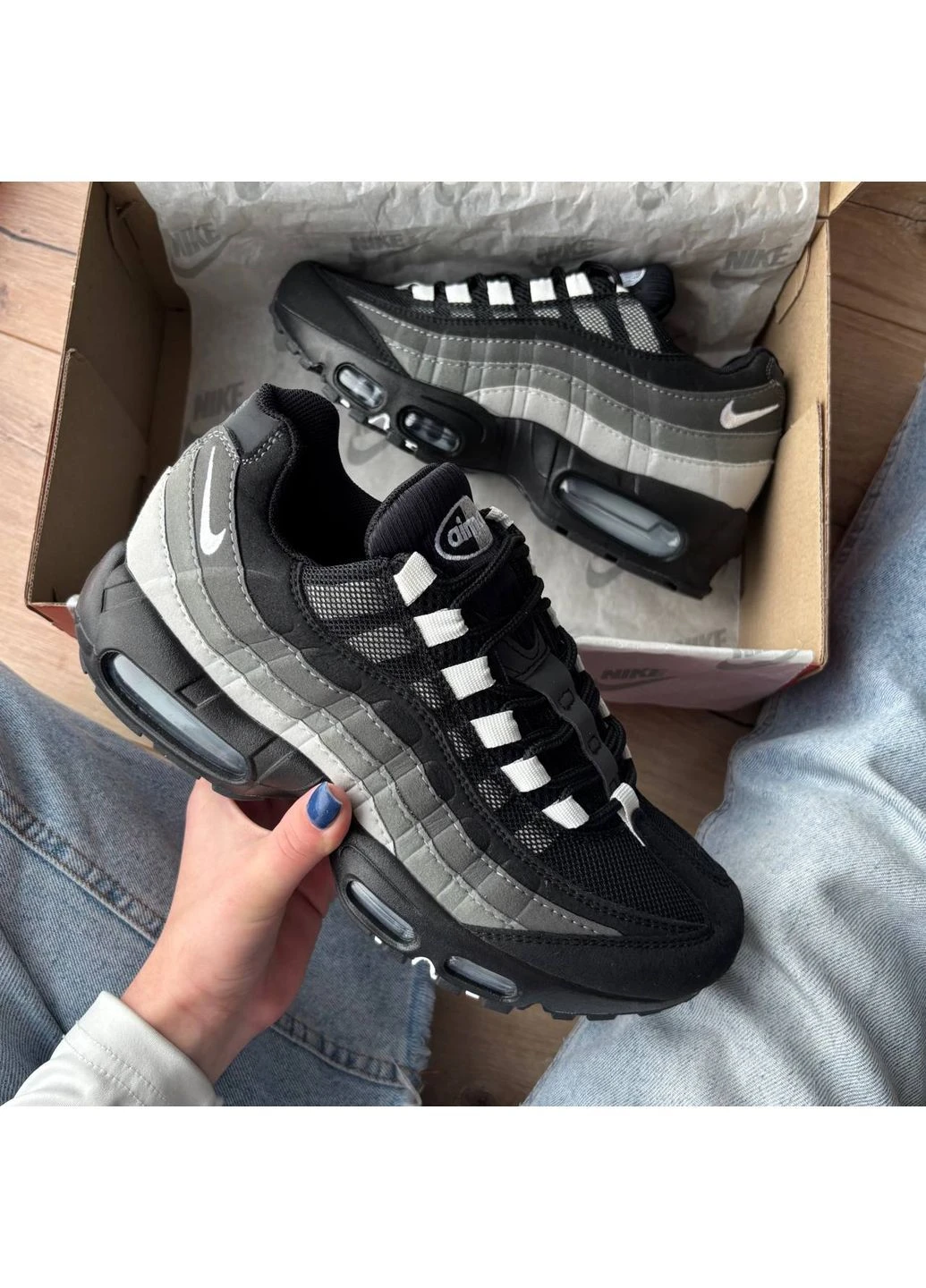 Комбіновані кросівки air max 95 grey gradient No Brand