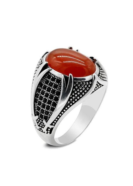 Кольцо с большим камнем рокошный перстень под серебро с красным камнем р. 20 Fashion Jewelry (285110551)