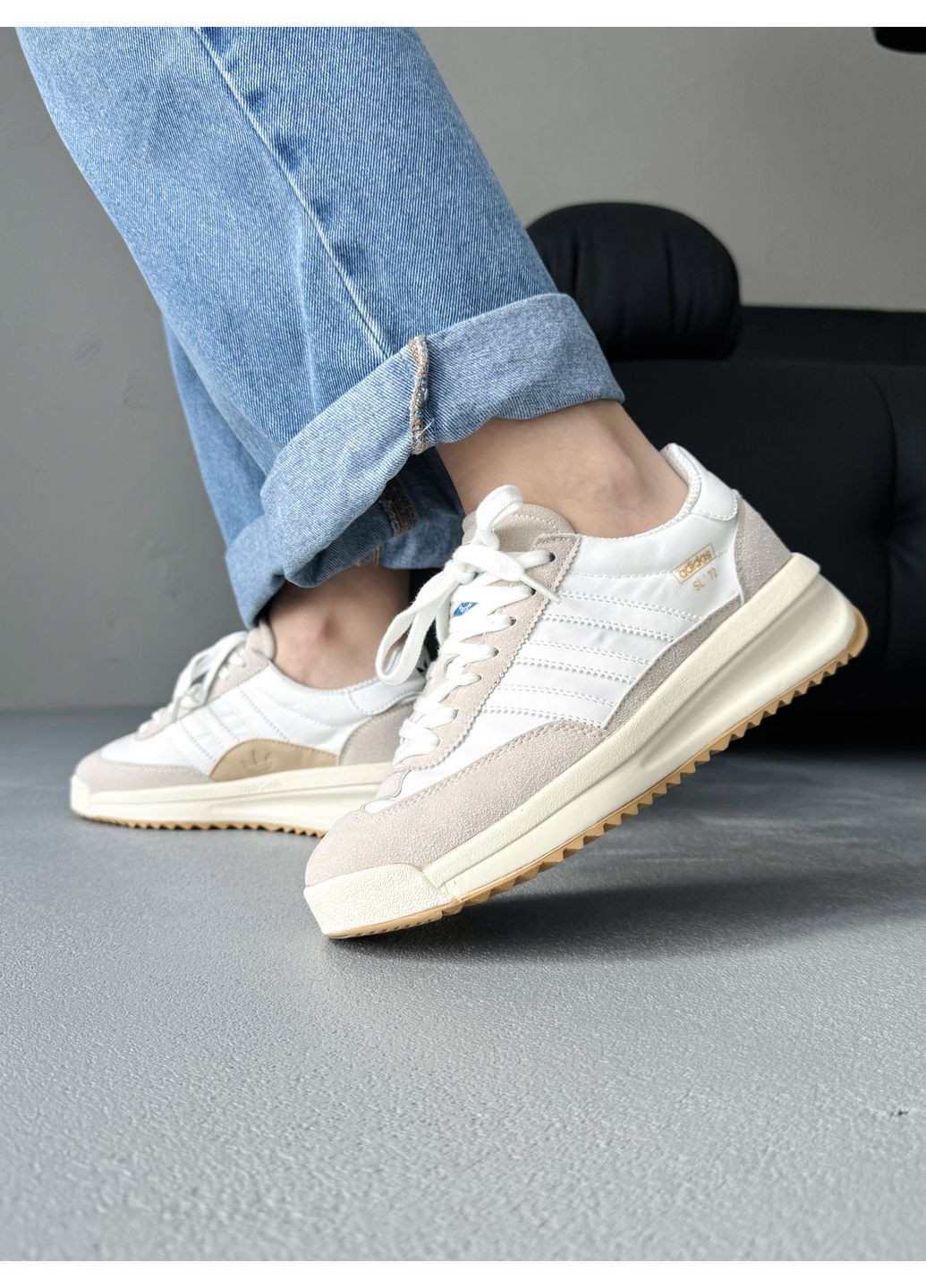 Белые демисезонные кроссовки мужские adidas sl 72 rtn beige / white адидас сл 72 No Brand