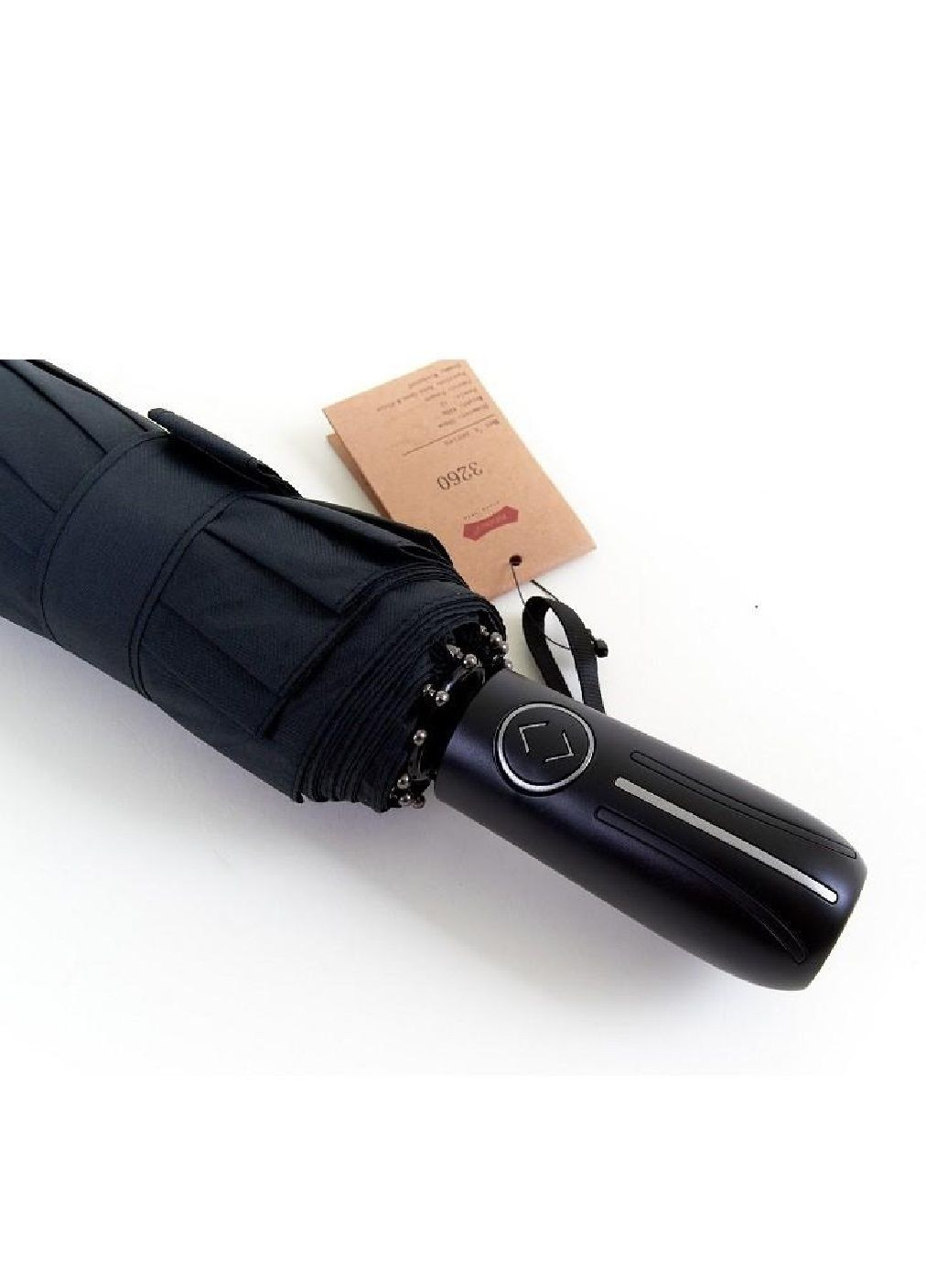 Чорна} парасолька унісекс автомат на 12 спиць із системою антивітер закриттям у три складання захисним чохлом 32 см (477896-prob) чорна Unbranded середня система антивітер (300773359)