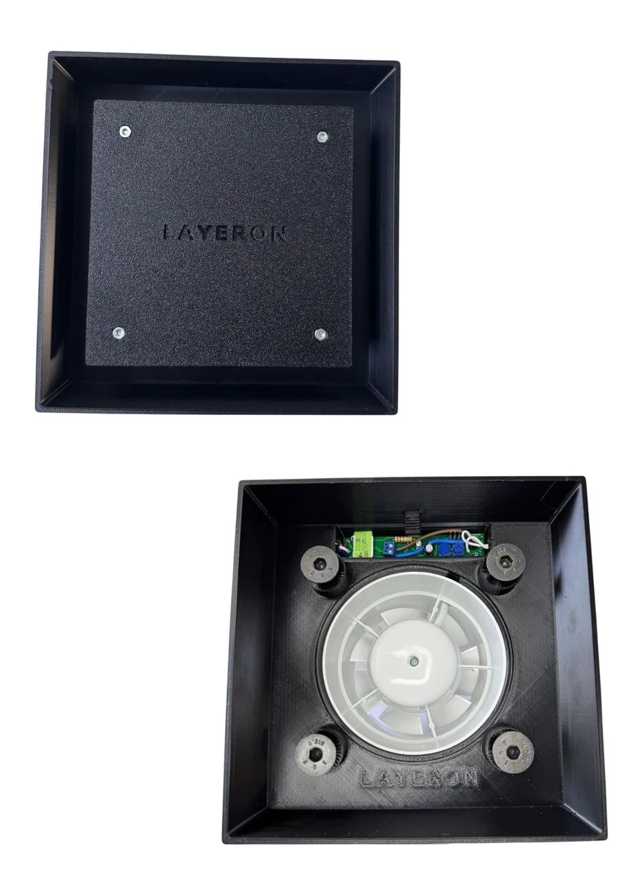 Вентилятор скрытого монтажа Layeron D100 (L0047) с таймером и датчиком влажности — 105 м³/ч, белый/, прямые углы. No Brand (392140143)