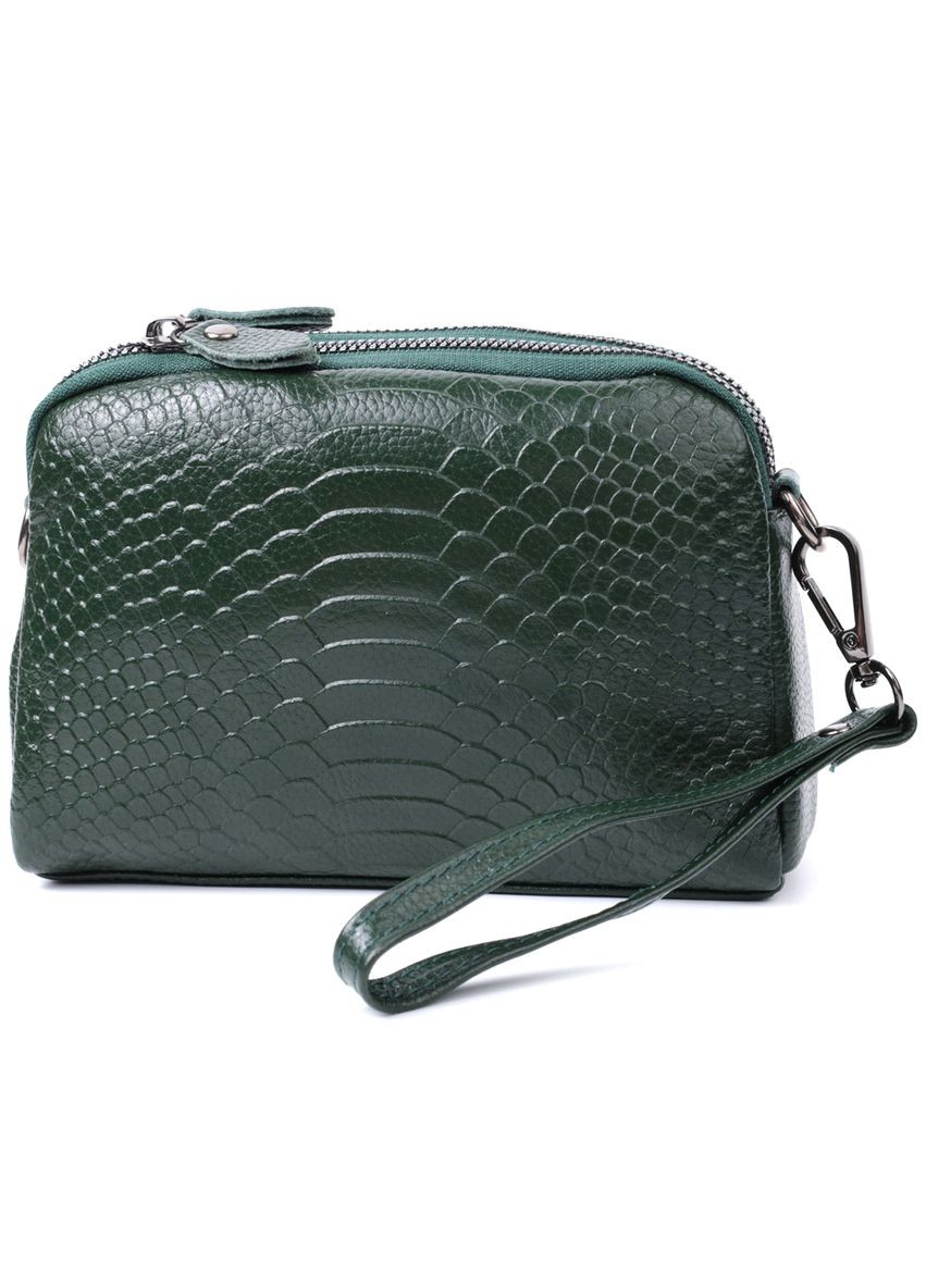 Жіноча компактна сумка на два відділення з натуральної шкіри 22802 Зелений Vintage (329197934)