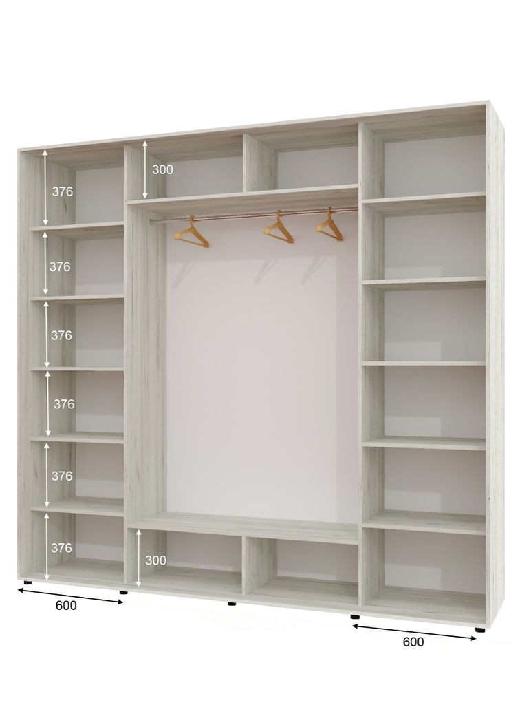 Шкаф-купе трехдверный 270*60*230 см Дуб крафт белый 3 двери ДСП + Зеркало + ДСП ШК-05 Алекса (360451435)