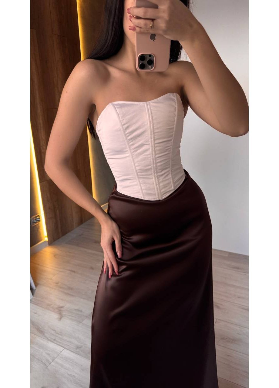 Коричневая повседневная однотонная юбка женская KaraMix